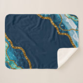 Blue & Gold Agate Geode Glitter Sherpa Deken (Voorkant (horizontaal))