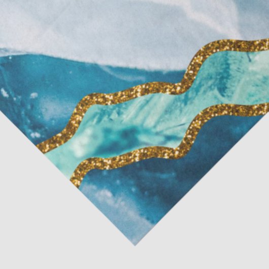 Blue & Gold Agate Geode Glitter Tissuepapier (Detail)