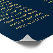 Blue Gold Agate Glitter Wedding Seding Chart Poster (Hoek)