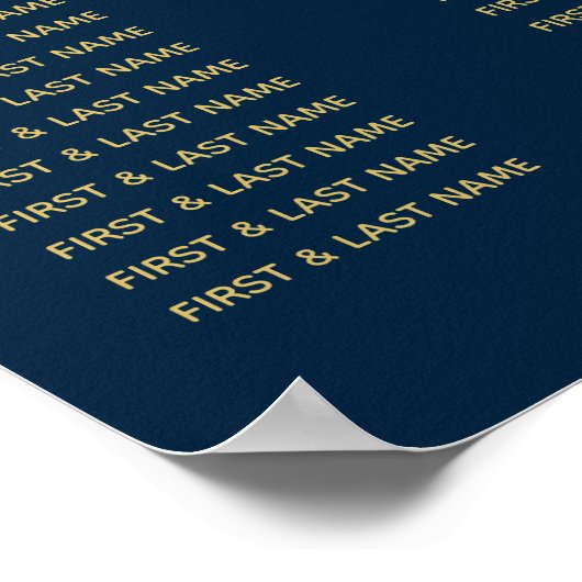 Blue Gold Agate Glitter Wedding Seding Chart Poster (Hoek)