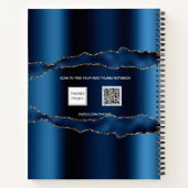 Blue gold agate marble name script notitieboek (Achterkant)