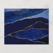 Blue & Gold Agate Moderne Trouw 'Save the Date' (Achterkant)