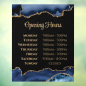 Blue Gold Agate openingstijden venster Cling Raamsticker (Vel 3)