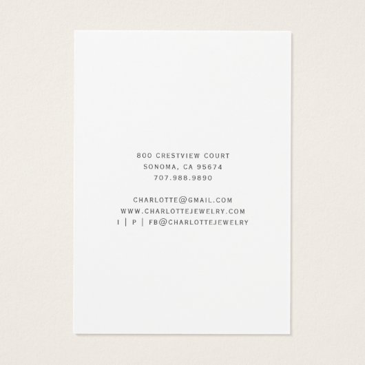 Blue Gold Agate Script Necklace Bracelet Visitekaartje (Achterkant)