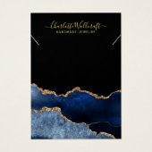 Blue Gold Agate Script Necklace Bracelet Visitekaartje (Voorkant)