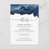 Blue Gold Agate Wedding Details Enclosure Card Informatiekaartje (Voorkant)