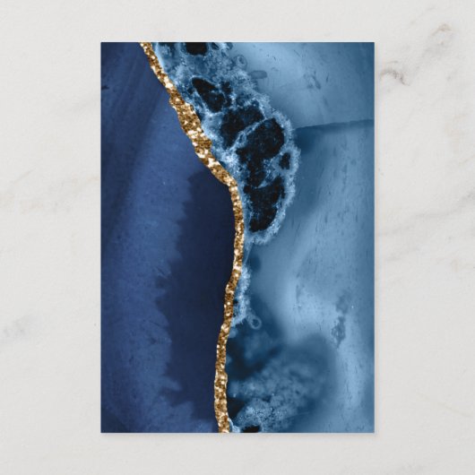 Blue Gold Agate Wedding Details Enclosure Card Informatiekaartje (Achterkant)