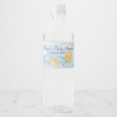 Blue Gold Airplane Clouds, Schattige Boy Baby show Waterfles Etiket (Voorkant)