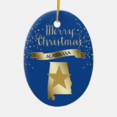 Blue Gold Alabama Star Keramisch Ornament (Voorkant)