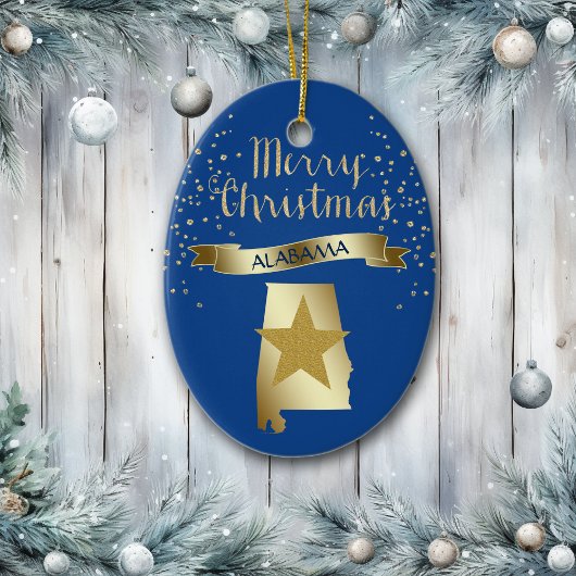 Blue Gold Alabama Star Keramisch Ornament