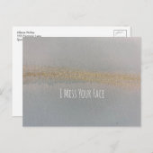Blue Gold Alcohol Ink Abstract I Miss Your Face Briefkaart (Voorkant / Achterkant)