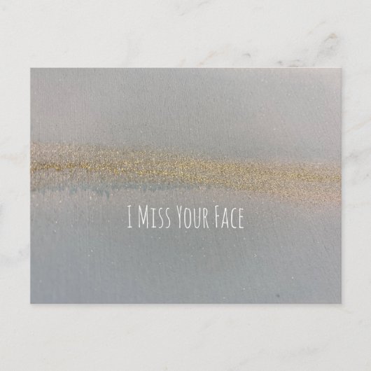 Blue Gold Alcohol Ink Abstract I Miss Your Face Briefkaart (Voorkant)