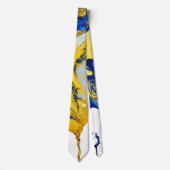 Blue Gold Alcohol Ink Smoke Splash Stropdas (Voorkant)