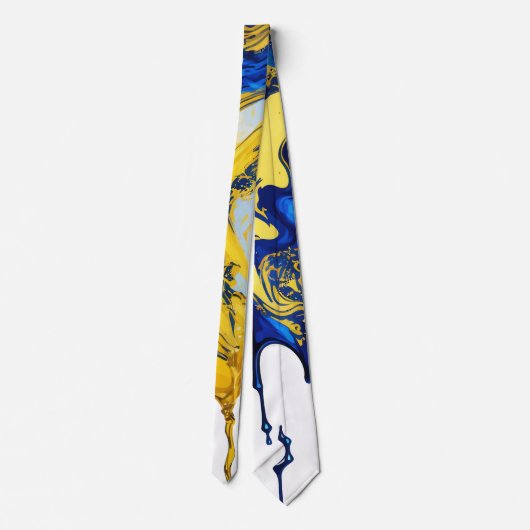 Blue Gold Alcohol Ink Smoke Splash Stropdas (Achterkant)