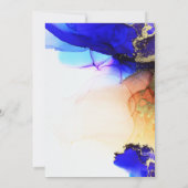 Blue Gold Alcohol Ink Wedding Invitation Kaart (Achterkant)