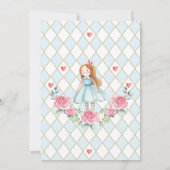 Blue Gold Alice in Wonderland Baby shower Tea Kaart (Achterkant)