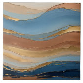 Blue gold and bronze brush strokes tegeltje (Voorkant)