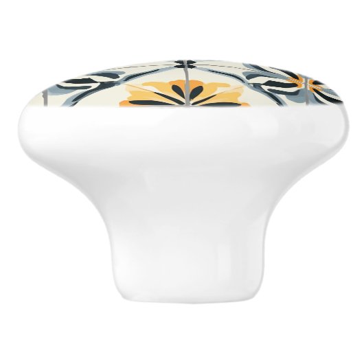 Blue Gold  and Off White Pattern  Keramische Knop (Zijkant)