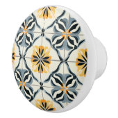 Blue Gold  and Off White Pattern  Keramische Knop (Rechts)