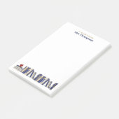 Blue Gold Apple Bookshelf Personalized Teacher Post-it® Notes (Schuin)