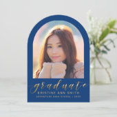 Blue Gold Arch 2 Photo Afstuderen aangekondigd Kaart (Staand voorkant)