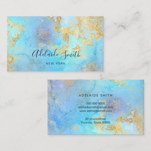 blue gold artistiek abstract visitekaartje (Voorkant / Achterkant)