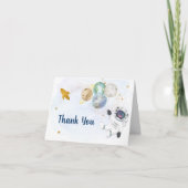 Blue Gold Astronaut Buitenste Ruimte Verjaardag Da Bedankkaart (Voorkant)