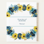 Blue Gold Autumn Floral Wreator Monogram Planner (Achterkant)