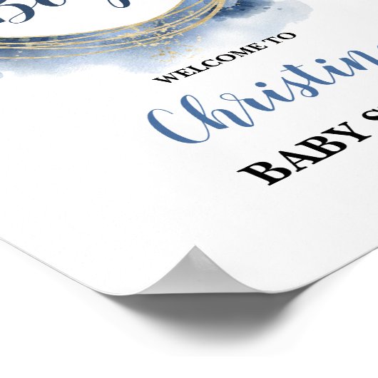 Blue Gold Baby shower Poster (Hoek)