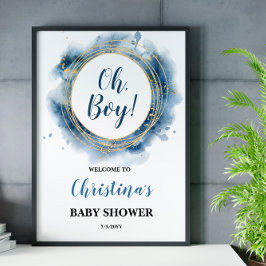 Blue Gold Baby shower Poster