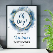 Blue Gold Baby shower Poster