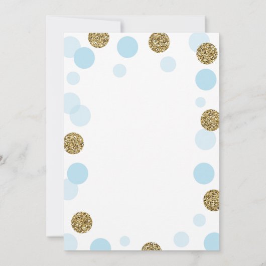 Blue Gold Baby shower uitnodiging Confetti Baby Bo (Achterkant)