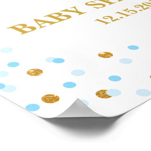 Blue & Gold Baby shower Welcome Sign Aangepast Poster (Hoek)