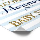 Blue Gold Baby Shower Welkomstteken Decor Print (Hoek)