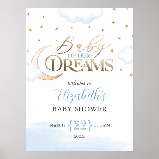 Blue Gold Baby van onze dromen Welkom Poster (Voorkant)