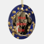Blue Gold Ball Lijst Photo Ornament (Rechts)