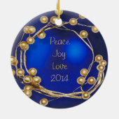 Blue Gold Ball Lijst Photo Ornament (Achterkant)