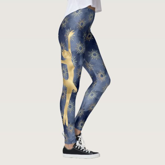 Blue, Gold, Ballerina en Sunshine Pattern Leggings (Rechts)