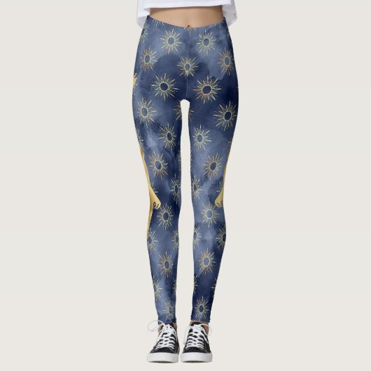 Blue, Gold, Ballerina en Sunshine Pattern Leggings (Voorkant)
