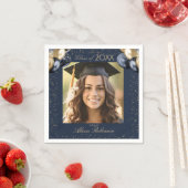 Blue Gold Balloon Glitter Graduation Party Photo Servet (Insitu)