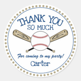 Blue|Gold Baseball Theme Hartelijk dank Ronde Sticker