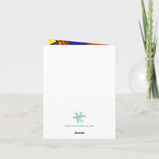 Blue Gold Basketballs Kinderen Verjaardag Kaart (Achterkant)