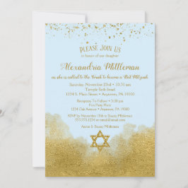 Blue Gold Bat Mitzvah Uitnodiging
