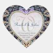 Blue Gold Batik Love Monogram Weddenkers Hart Sticker (Voorkant)