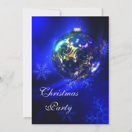 Blue & Gold Bauble & Snowflakes Kerstfeest Kaart (Voorkant)
