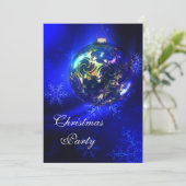 Blue & Gold Bauble & Snowflakes Kerstfeest Kaart (Staand voorkant)