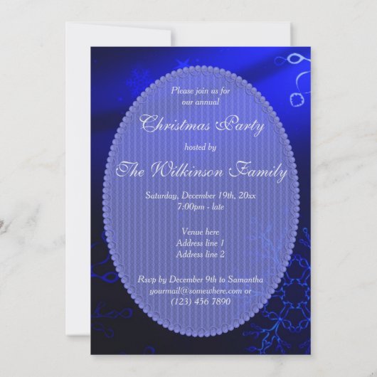 Blue & Gold Bauble & Snowflakes Kerstfeest Kaart (Achterkant)