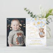 Blue Gold Beer Hot Air ballonjongen 1 zaterdag Kaart (Staand voorkant)