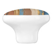 Blue gold beige and bronze textured stripes keramische knop (Zijkant)