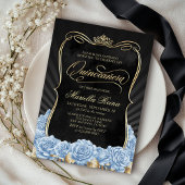 Blue Gold Black Quinceañera Kaart